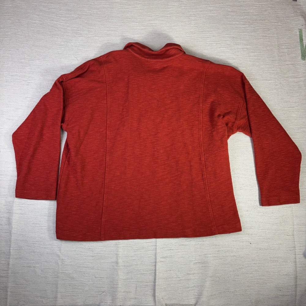 Pure Jill Organic Cotton Slub V-Neck Collared Top Rust Red 3X Pullover - Picture 7 of 7